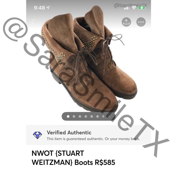 STUART WEITZMAN - Yadastud - Brown Suede Bronze Stud Moto Ankle Boots - NWOT - Picture 4 of 16